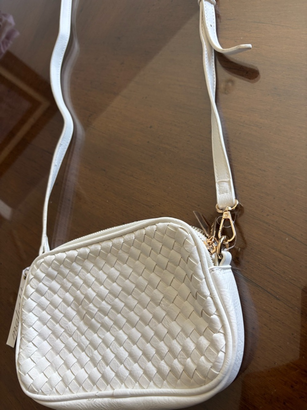 Mali + Lili Cream Woven Crossbody Bag with Adjustable Strap - Picture 4 of 11
